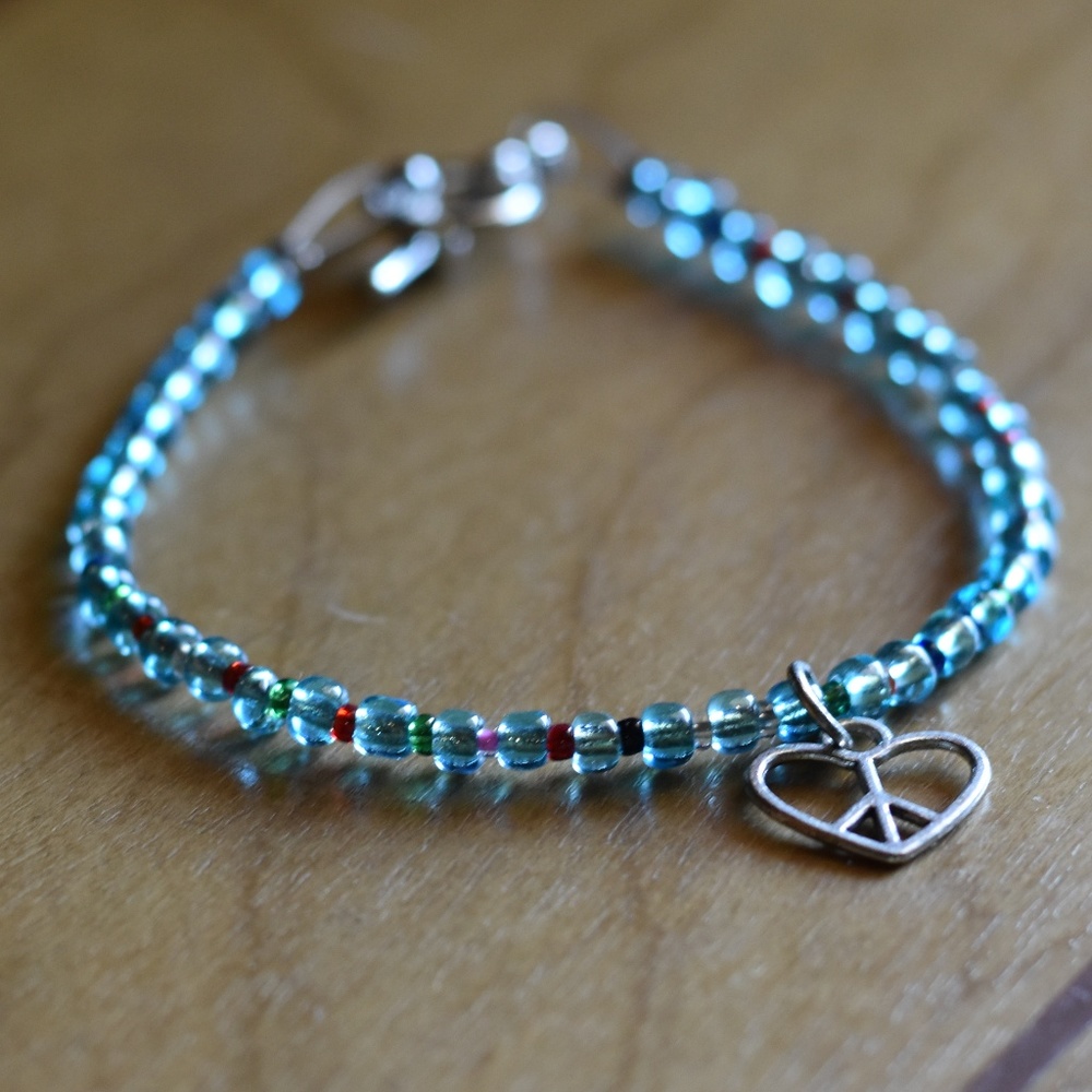 Peace Heart Charm Bracelet